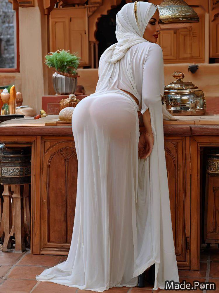 Huge boobs moroccan big ass hijab tanned skin transparent blouse AI porn - #main