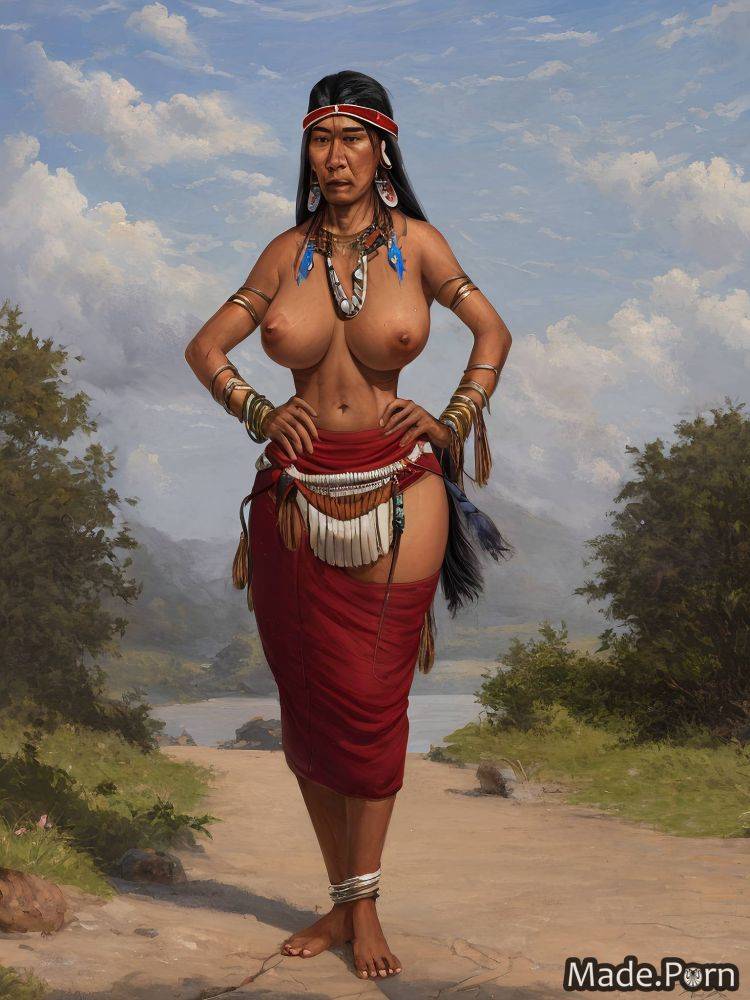 Oil perfect body native american necklace big tits traditional saggy tits AI porn - #main