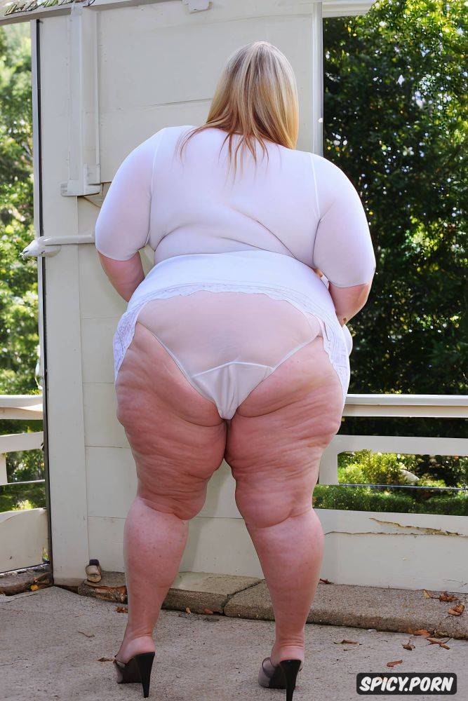 large belly smiling white woman thick thighs full body wide hips - #main