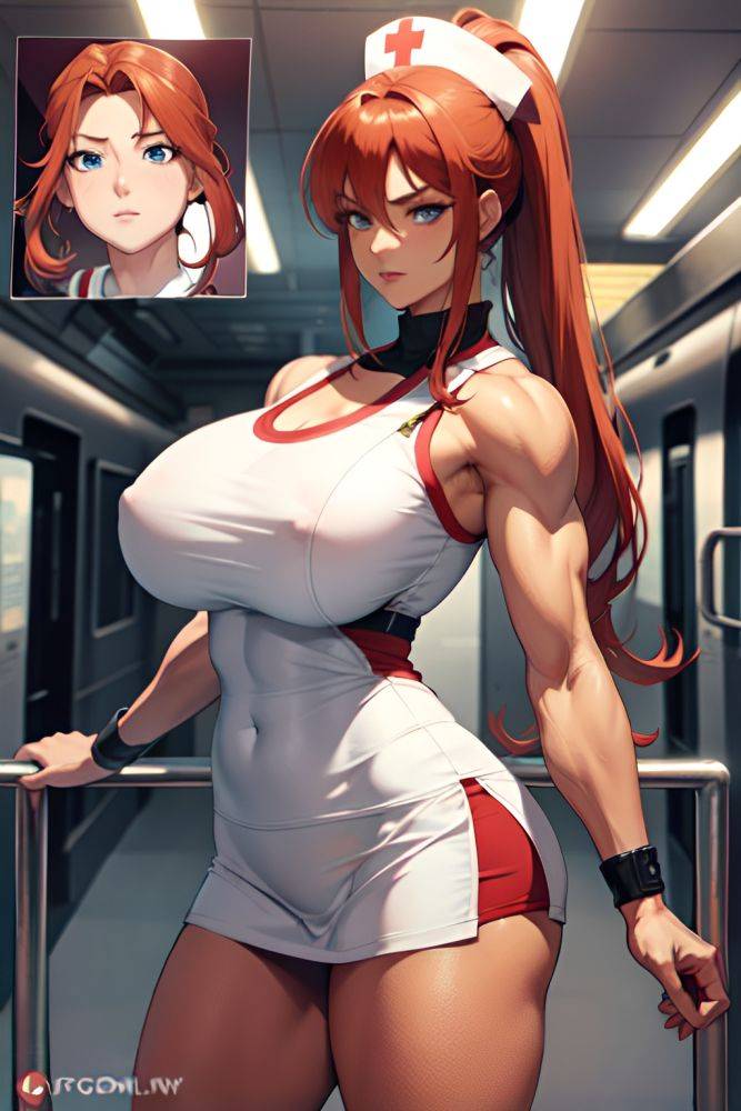 Anime Muscular Huge Boobs 40s Age Serious Face Ginger Ponytail Hair Style Light Skin Dark Fantasy Train Front View Cumshot Nurse 3668169219621076501 - AI Hentai - #main