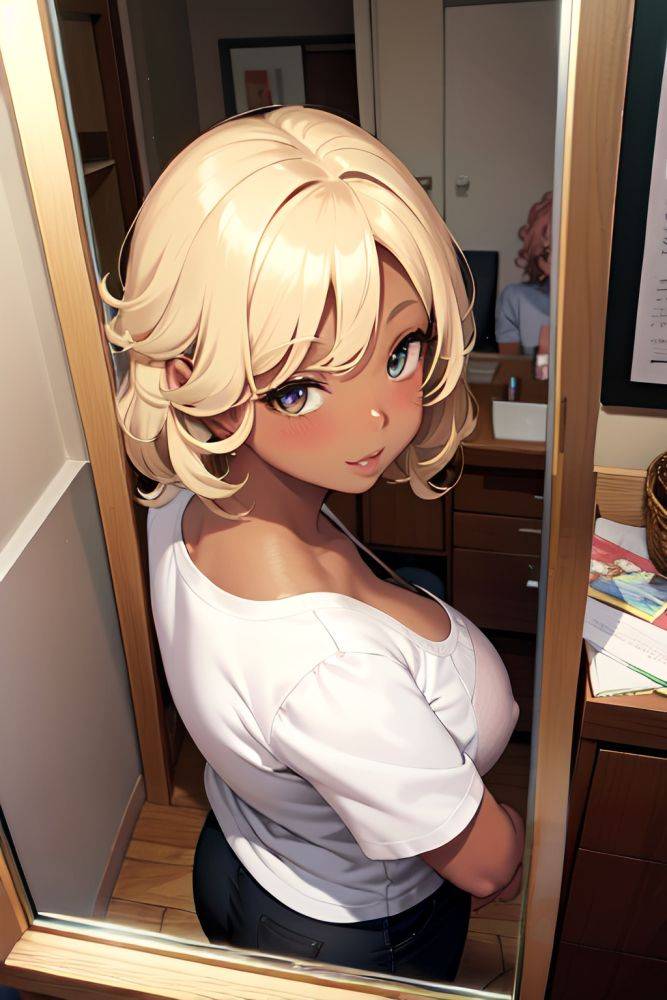 Anime Chubby Small Tits 40s Age Happy Face Blonde Messy Hair Style Dark Skin Mirror Selfie Oasis Side View On Back Teacher 3668227200418001045 - AI Hentai - #main