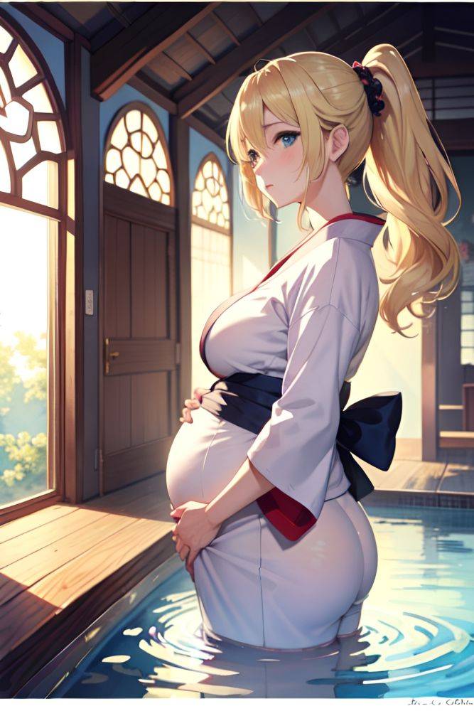 Anime Pregnant Small Tits 40s Age Sad Face Blonde Ponytail Hair Style Light Skin Watercolor Church Back View Bathing Kimono 3668316107875946989 - AI Hentai - #main