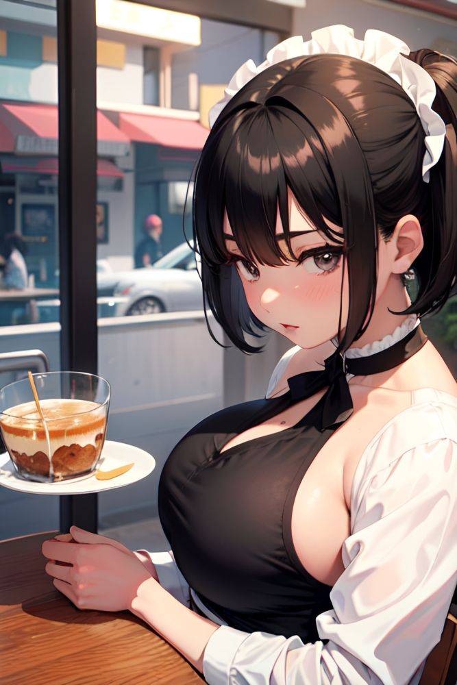 Anime Chubby Small Tits 70s Age Serious Face Black Hair Pixie Hair Style Dark Skin Soft Anime Cafe Close Up View Yoga Maid 3668652403894648209 - AI Hentai - #main