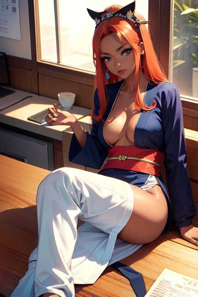Anime Skinny Small Tits 60s Age Serious Face Ginger Straight Hair Style Dark Skin Warm Anime Office Close Up View Jumping Geisha 3668691059078233190 - AI Hentai - #main