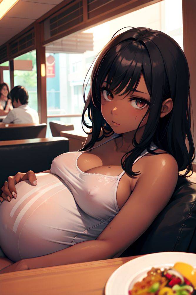 Anime Pregnant Small Tits 70s Age Sad Face Black Hair Messy Hair Style Dark Skin Skin Detail (beta) Restaurant Close Up View On Back Goth 3668822485079143244 - AI Hentai - #main