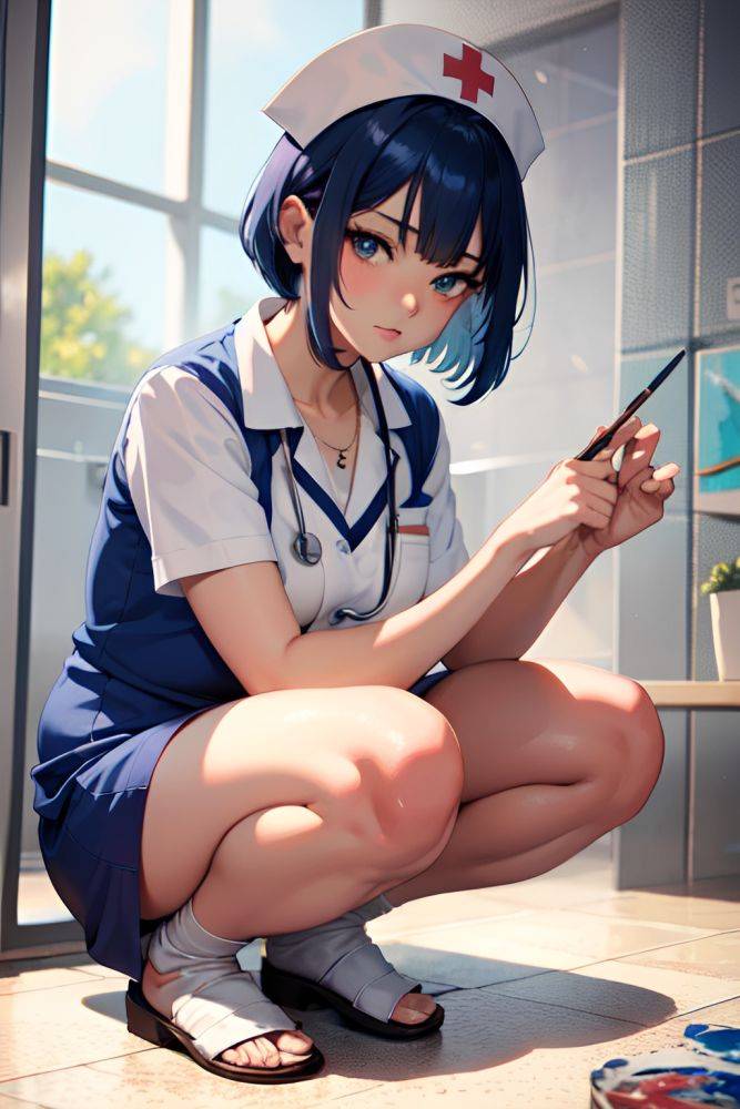 Anime Pregnant Small Tits 30s Age Serious Face Blue Hair Bangs Hair Style Dark Skin Painting Shower Close Up View Squatting Nurse 3668942314191219959 - AI Hentai - #main