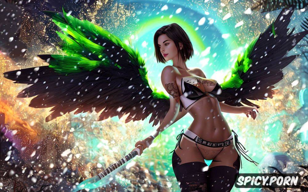 perfect athletic muscular female fallen angel all her body can we see - #main