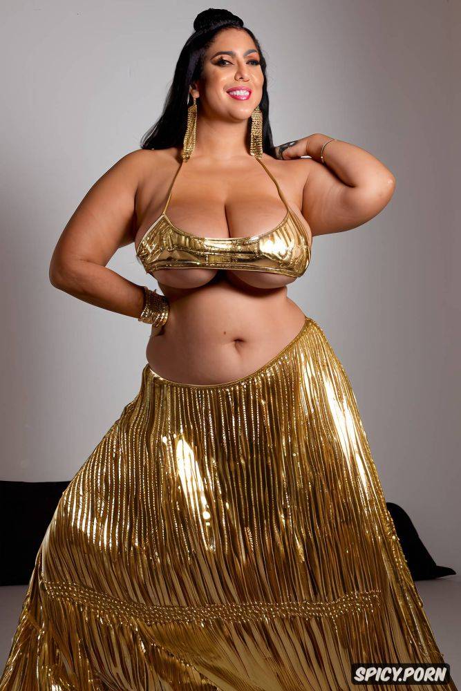 gold and silver sharp focus front view gigantic hanging boobs - #main
