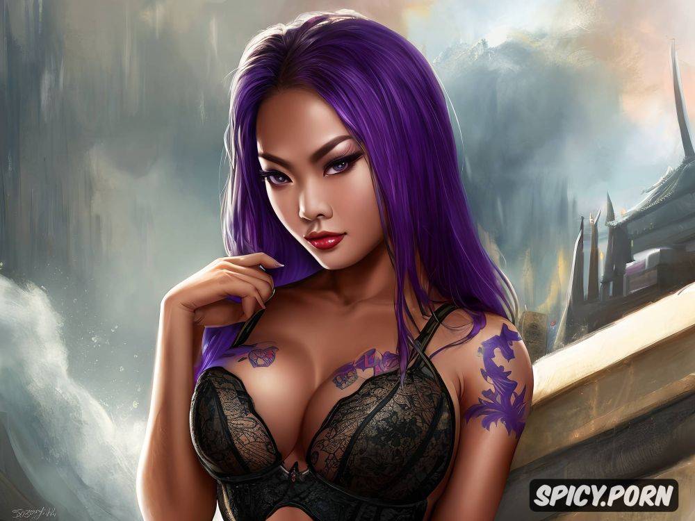 angry face asian thai mongols beautiful woman big ideal tits tatoo all body piercings in both nipples 20 y o - #main