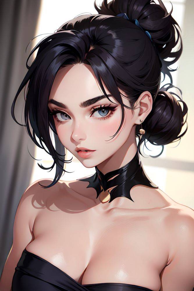 Anime Busty Huge Boobs 20s Age Angry Face Ginger Pigtails Hair Style Light Skin Dark Fantasy Party Close Up View Jumping Goth 3669232222422054057 - AI Hentai - #main