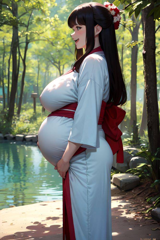 Anime Pregnant Huge Boobs 70s Age Laughing Face Brunette Bangs Hair Style Light Skin Film Photo Forest Side View Bathing Kimono 3669243821376543542 - AI Hentai - #main