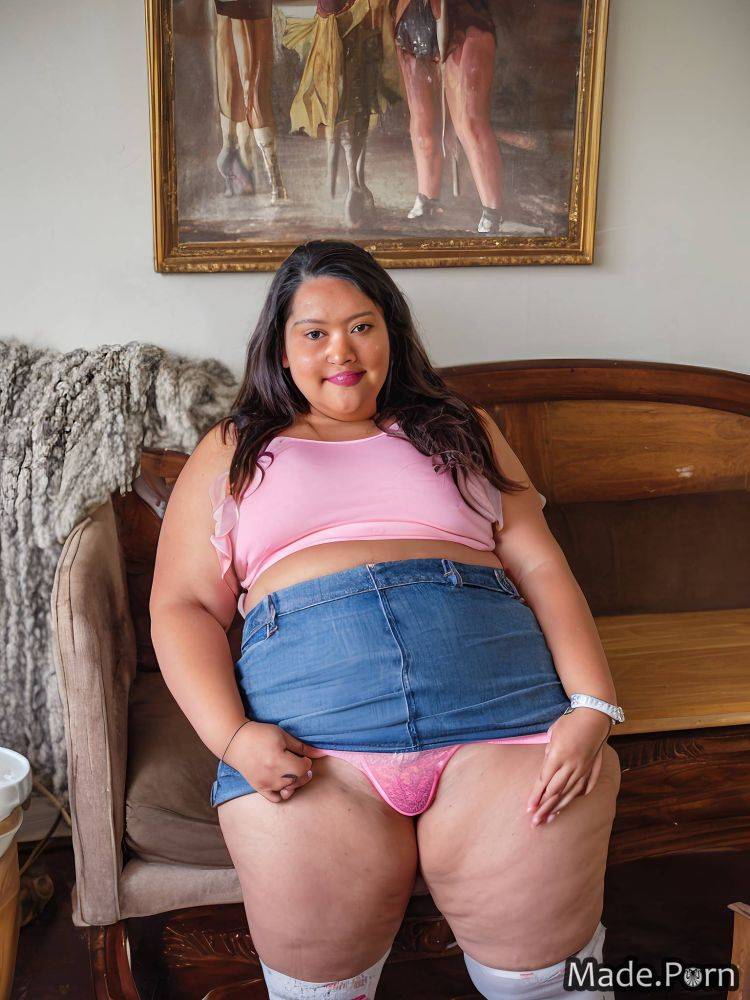 Neon tank top pink caucasian high socks ssbbw upskirt AI porn - #main