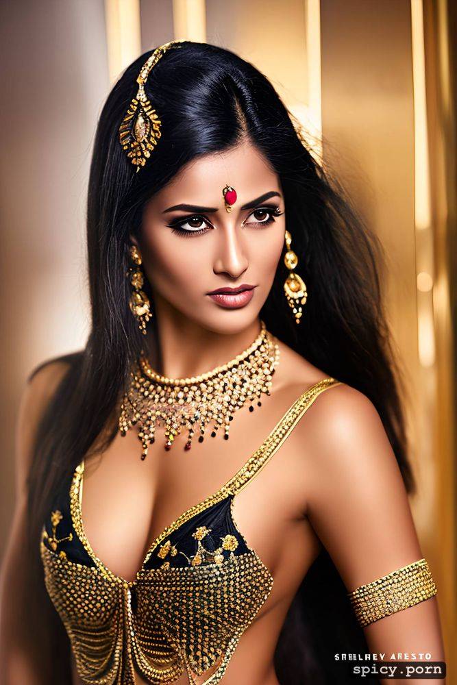 full body front view athletic body gold jewellery braless - #main
