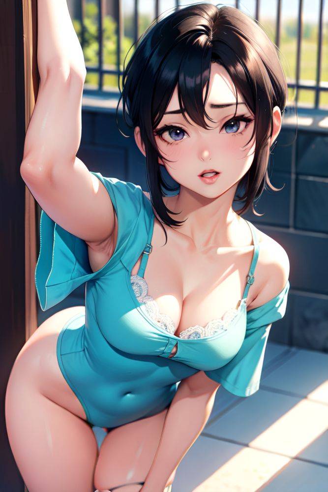 Anime Busty Small Tits 50s Age Seductive Face Black Hair Pixie Hair Style Light Skin Warm Anime Oasis Front View Bending Over Lingerie 3669792717791987400 - AI Hentai - #main