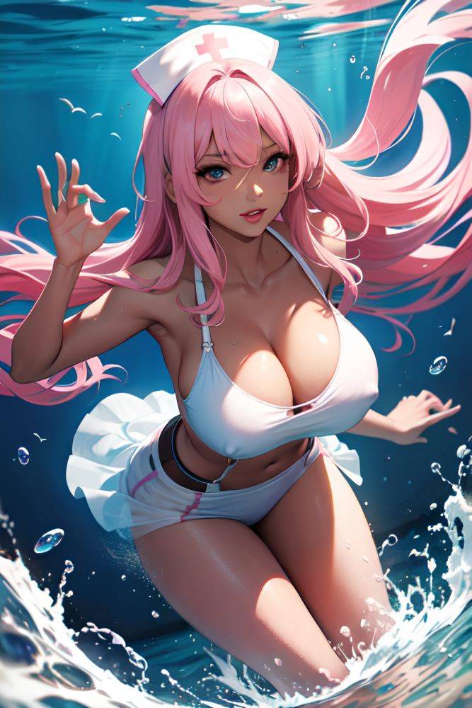 Anime Skinny Huge Boobs 50s Age Seductive Face Pink Hair Straight Hair Style Dark Skin Painting Underwater Side View T Pose Nurse 3669804312056395780 - AI Hentai - #main