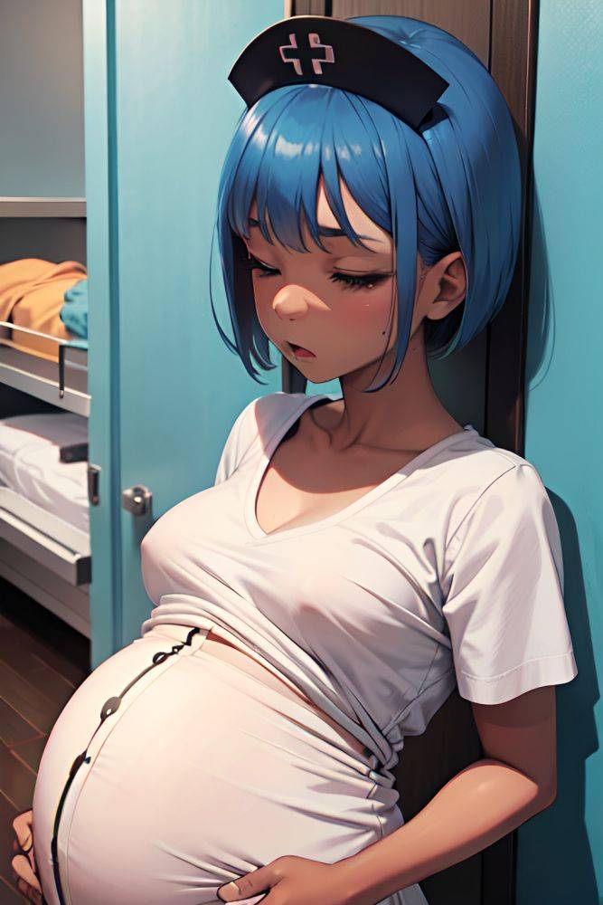 Anime Pregnant Small Tits 50s Age Shocked Face Blue Hair Bobcut Hair Style Dark Skin Dark Fantasy Changing Room Close Up View Sleeping Nurse 3669866159586284618 - AI Hentai - #main