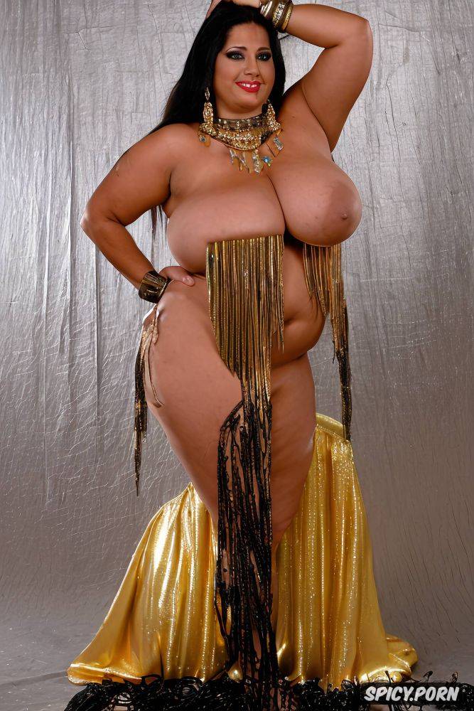 gold and silver sharp focus front view gigantic hanging boobs - #main