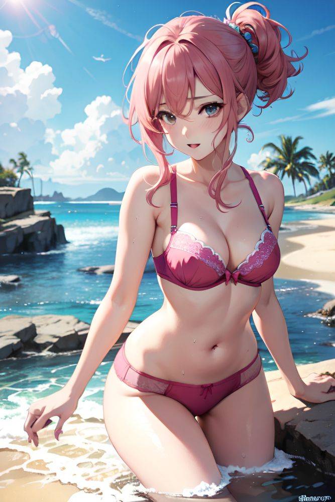 Anime Busty Small Tits 50s Age Orgasm Face Pink Hair Messy Hair Style Light Skin Crisp Anime Stage Front View Bathing Bra 3669935738057250619 - AI Hentai - #main