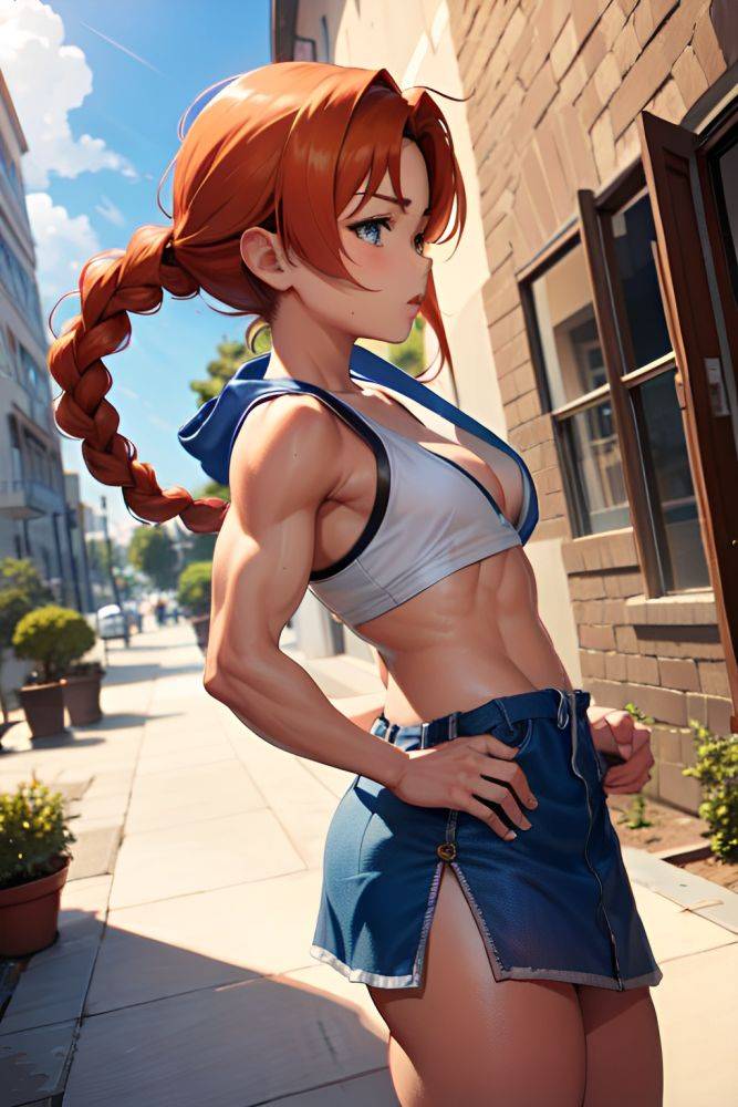 Anime Muscular Small Tits 20s Age Shocked Face Ginger Braided Hair Style Light Skin Skin Detail (beta) Oasis Side View Gaming Mini Skirt 3669966663887579218 - AI Hentai - #main