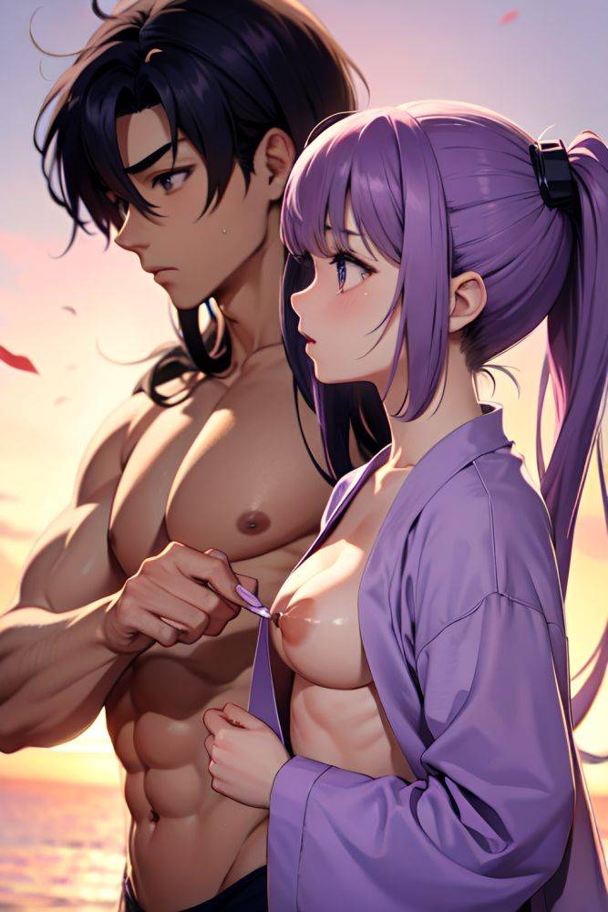 Anime Muscular Small Tits 20s Age Sad Face Purple Hair Pigtails Hair Style Light Skin Crisp Anime Wedding Side View Massage Bathrobe 3670113552248242108 - AI Hentai - #main