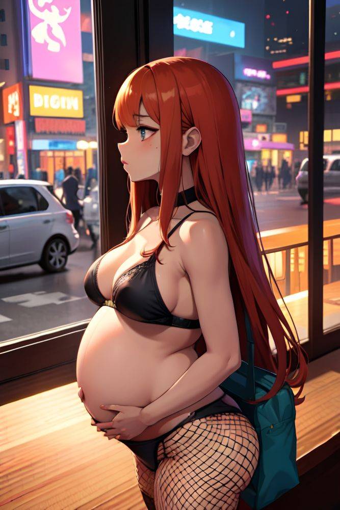 Anime Pregnant Small Tits 20s Age Sad Face Ginger Straight Hair Style Dark Skin Cyberpunk Restaurant Side View Plank Fishnet 3670206323543187439 - AI Hentai - #main
