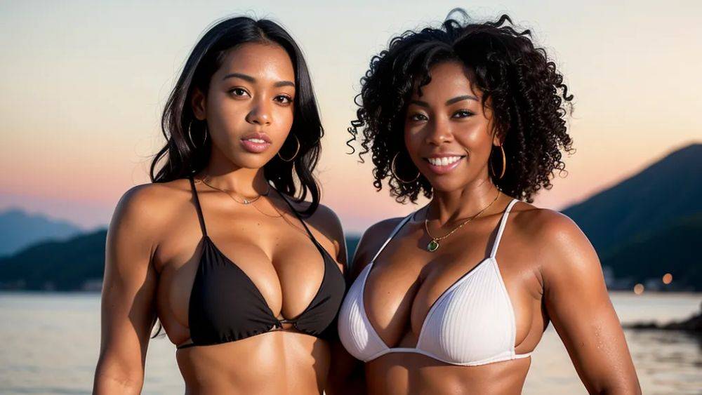 black people, ,(2women:2),twenties,(RAW photo, best quality, masterpiece:1.1), (realistic, photo-realistic:1.2), ultra-detailed, ultra high res, physically-based rendering,curly hair,brown hair,brown - #main