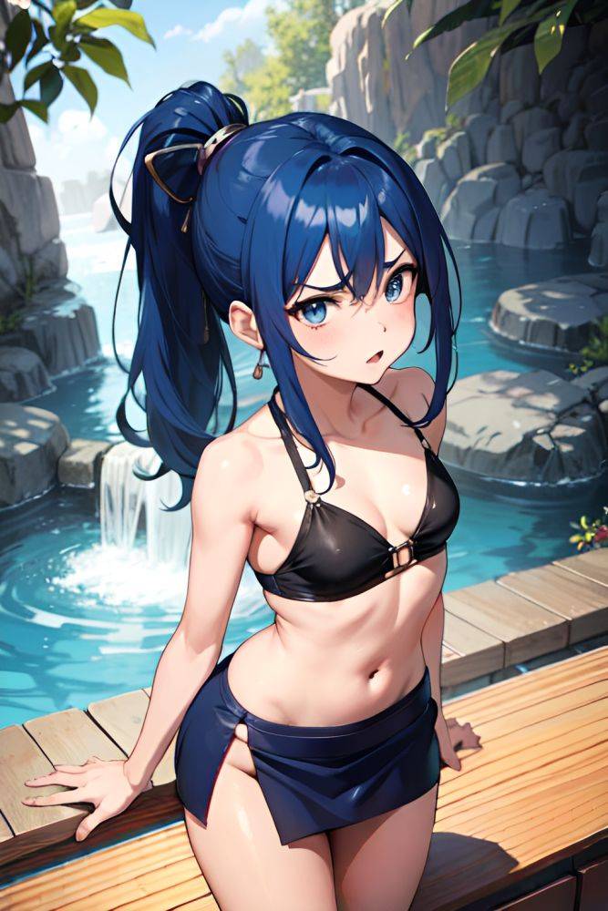 Anime Busty Small Tits 30s Age Angry Face Blue Hair Ponytail Hair Style Dark Skin Soft Anime Onsen Side View Bending Over Mini Skirt 3670287498425985721 - AI Hentai - #main