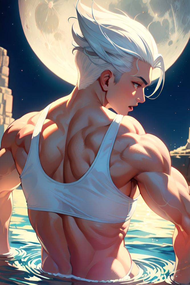 Anime Muscular Small Tits 30s Age Orgasm Face White Hair Slicked Hair Style Light Skin Vintage Moon Back View Bathing Lingerie 3670318419648264472 - AI Hentai - #main