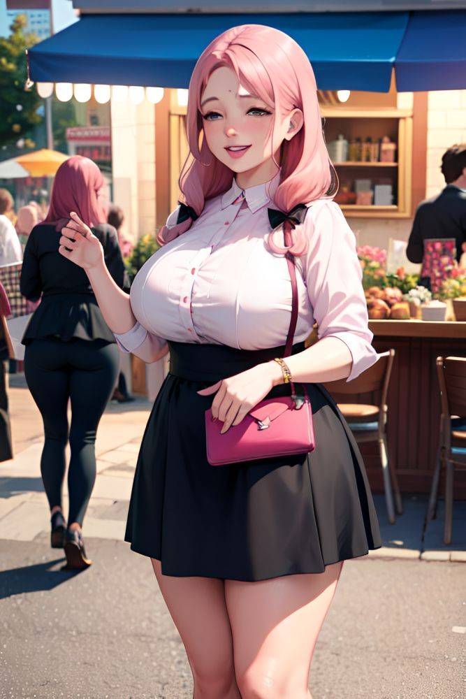 Anime Chubby Small Tits 60s Age Laughing Face Pink Hair Slicked Hair Style Light Skin Soft Anime Cafe Front View T Pose Goth 3670353210949258418 - AI Hentai - #main