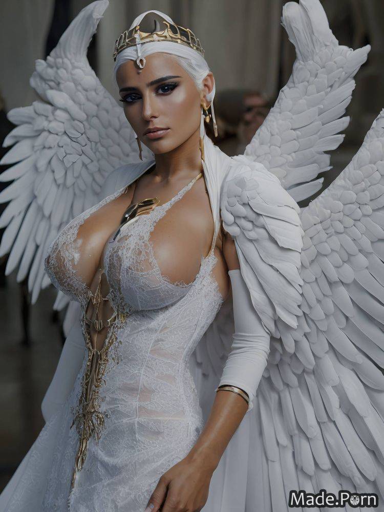 Big hips flashing tits thighs natural tits angel mechanical wings white AI porn - #main