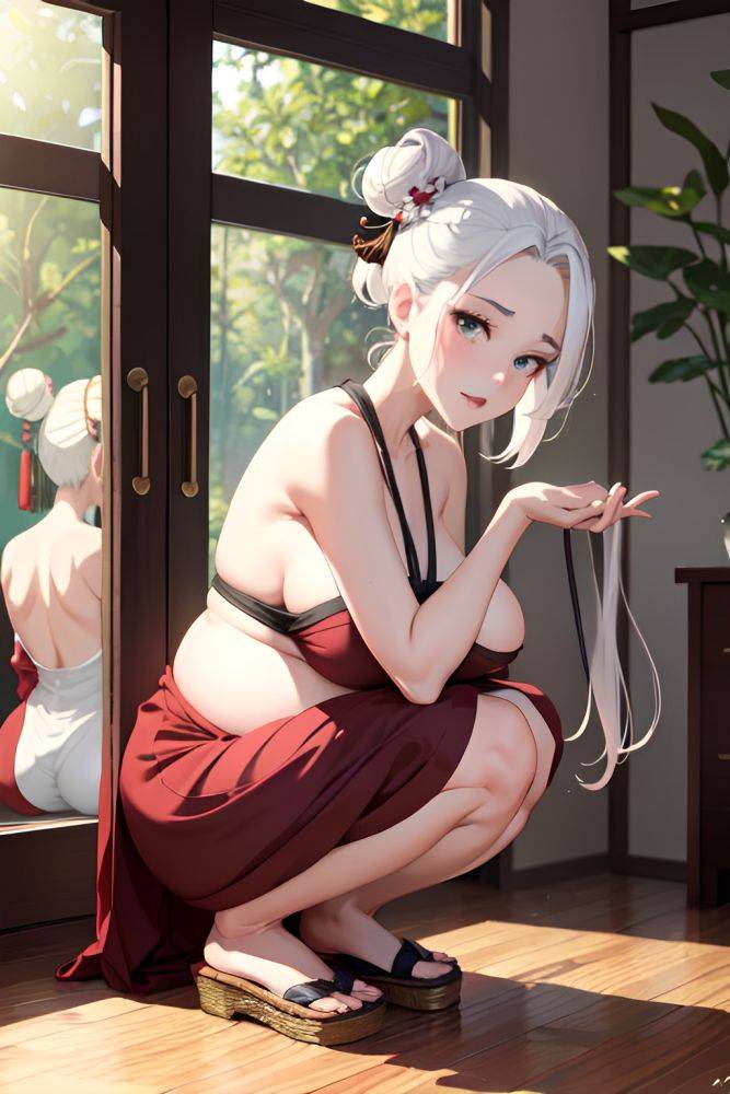 Anime Pregnant Small Tits 30s Age Seductive Face White Hair Hair Bun Hair Style Dark Skin Mirror Selfie Jungle Side View Squatting Geisha 3670531022597494124 - AI Hentai - #main