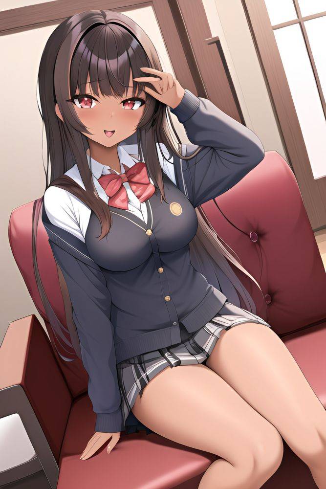 Anime Busty Small Tits 20s Age Ahegao Face Brunette Bangs Hair Style Dark Skin Mirror Selfie Couch Front View Straddling Schoolgirl 3663101588183393117 - AI Hentai - #main