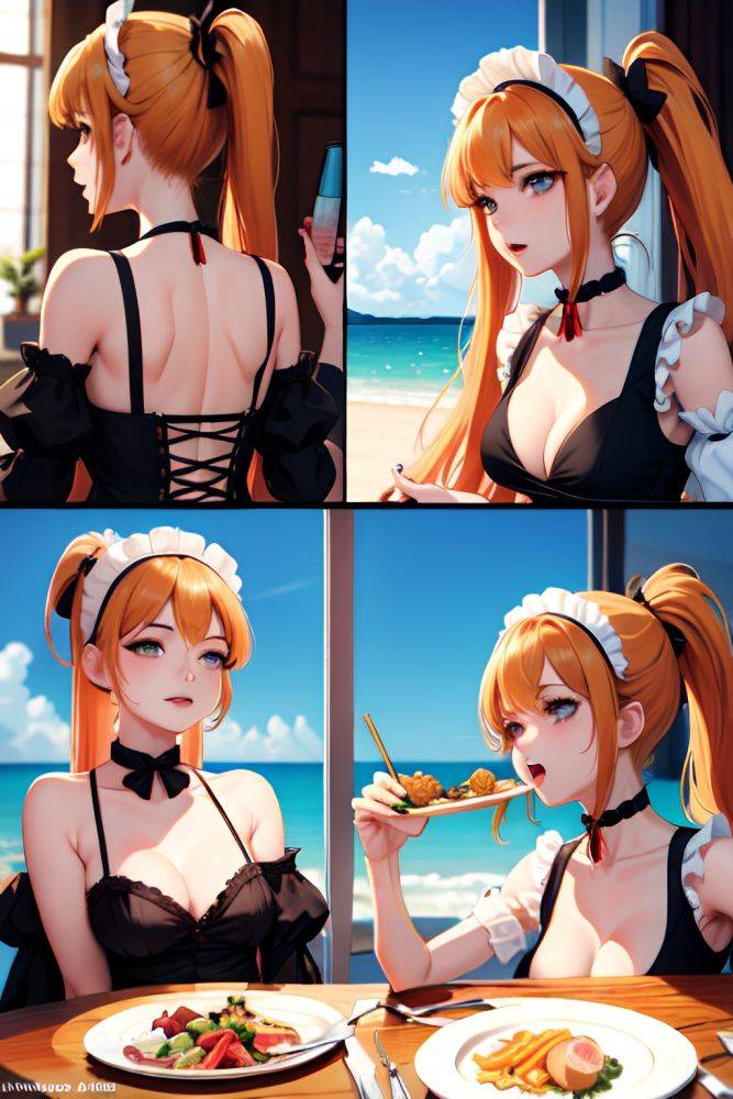 Anime Skinny Small Tits 70s Age Ahegao Face Ginger Ponytail Hair Style Light Skin Dark Fantasy Party Back View Eating Maid 3665699182667100336 - AI Hentai - #main