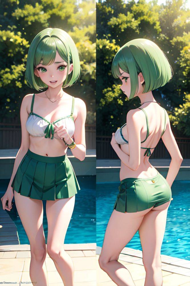 Anime Skinny Small Tits 50s Age Ahegao Face Green Hair Bobcut Hair Style Light Skin Illustration Yacht Back View Bathing Mini Skirt 3665733973164986364 - AI Hentai - #main
