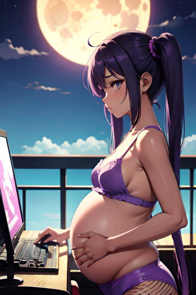 Anime Pregnant Small Tits 80s Age Sad Face Purple Hair Pigtails Hair Style Dark Skin Crisp Anime Moon Side View Gaming Fishnet 3665931110904399705 - AI Hentai - #main