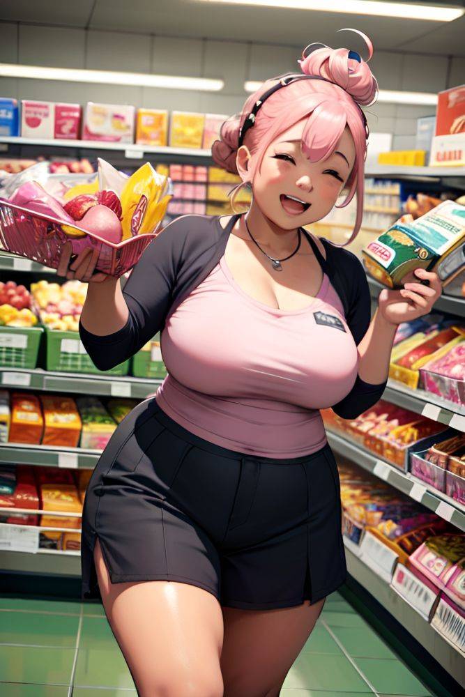 Anime Chubby Small Tits 20s Age Laughing Face Pink Hair Hair Bun Hair Style Dark Skin Warm Anime Grocery Front View Gaming Teacher 3665962034155581383 - AI Hentai - #main