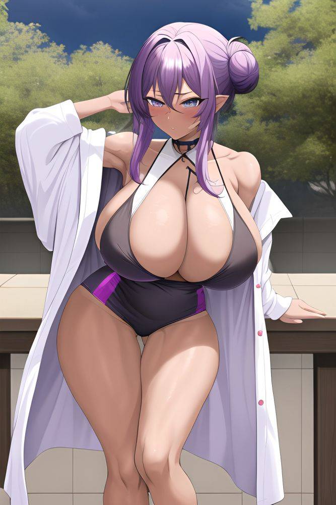 Anime Muscular Huge Boobs 80s Age Ahegao Face Purple Hair Hair Bun Hair Style Dark Skin Black And White Train Side View Bending Over Bathrobe 3663333514670807386 - AI Hentai - #main