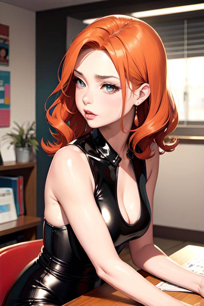 Anime Busty Small Tits 40s Age Pouting Lips Face Ginger Straight Hair Style Light Skin Vintage Office Side View Working Out Latex 3665992959696444645 - AI Hentai - #main