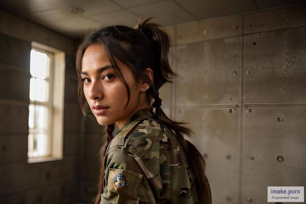 Dark color camo Skin, ponytails hair,cocky pose, confidence... - #main