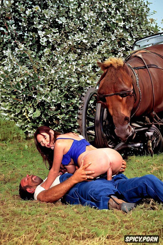 very wide hips realistic detailed real natural colors multiple characters expressive faces drunk young farmer man laying on down keep in mouth sucks and rub dangling breasts of neighbor country wife skinny and tiny body - #main