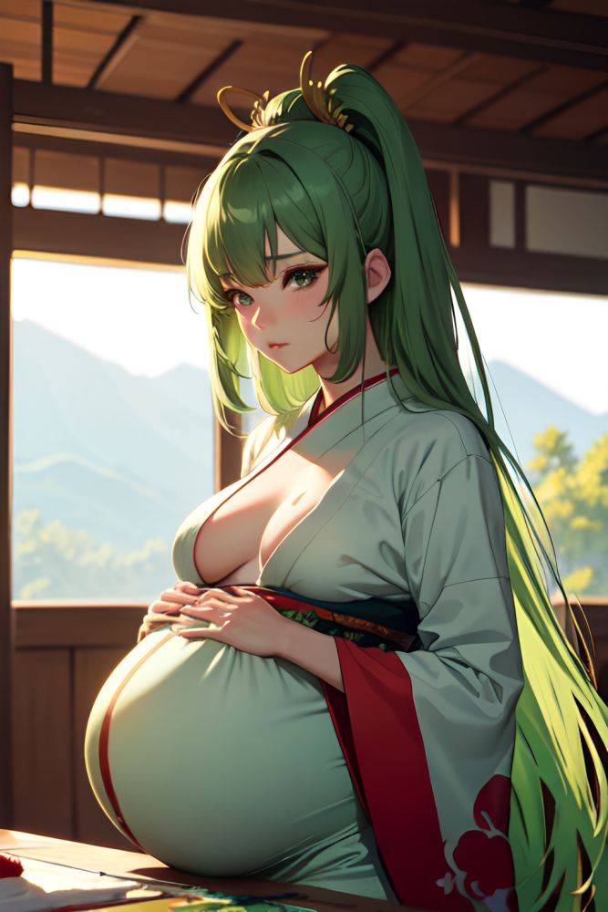Anime Pregnant Small Tits 70s Age Sad Face Green Hair Straight Hair Style Light Skin Painting Stage Close Up View Gaming Geisha 3666197827846627053 - AI Hentai - #main
