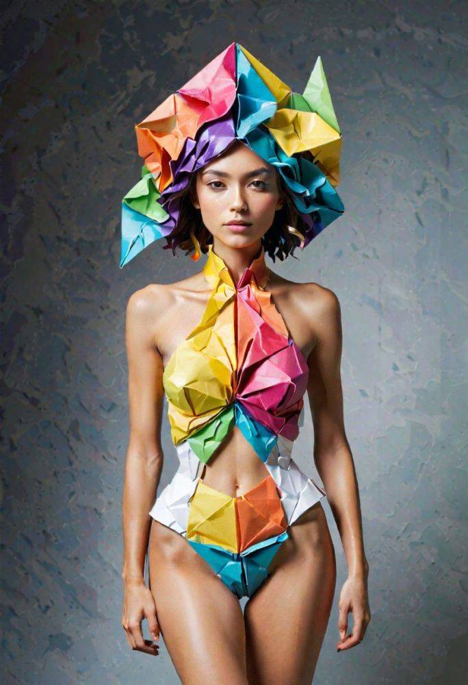Colored origami girl - #main