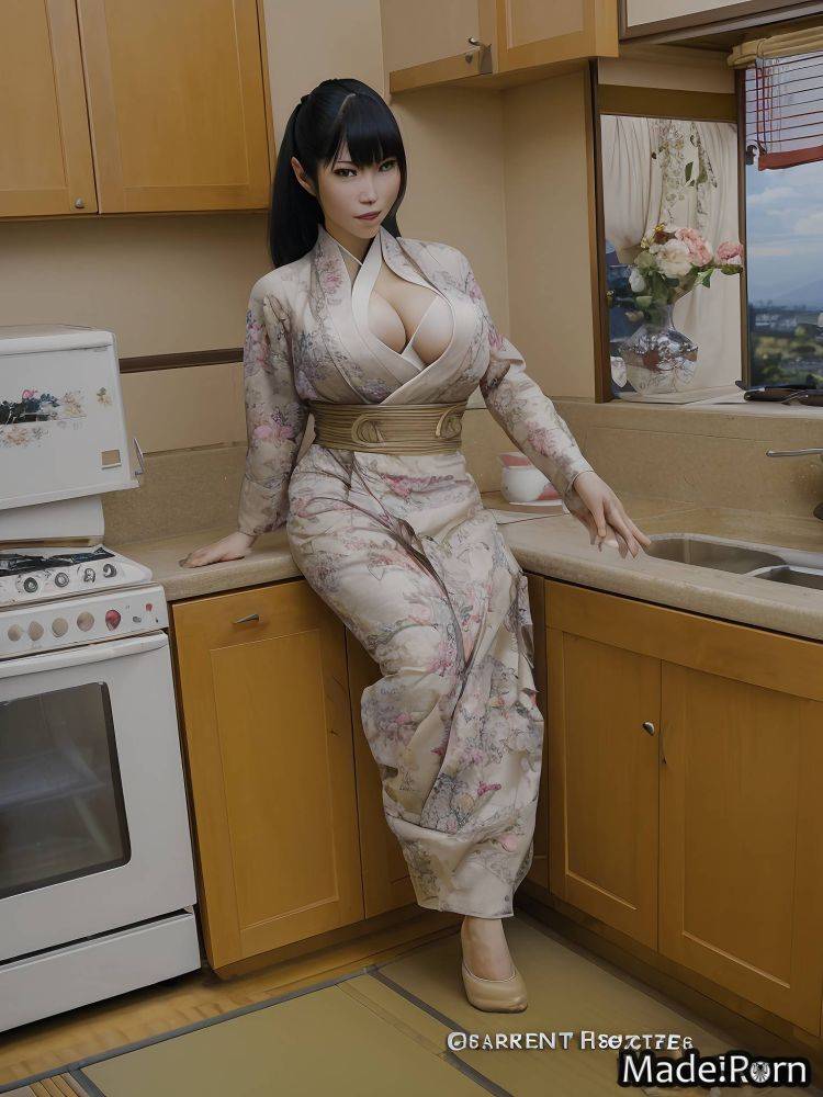 Flexible bimbo slutty gigantic boobs chubby shiny skin geisha AI porn - #main