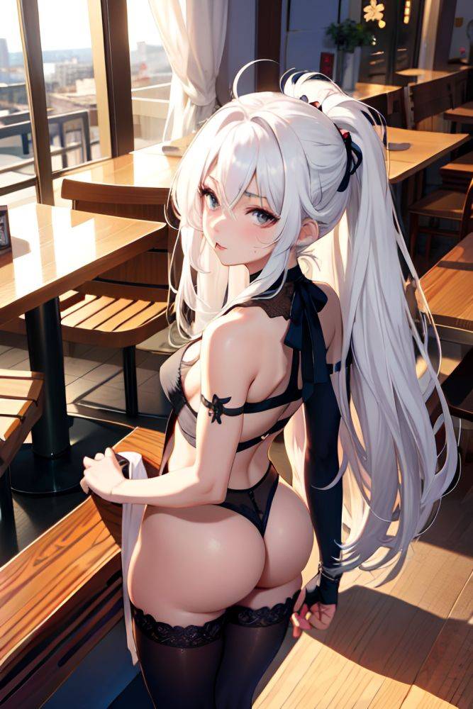 Anime Skinny Small Tits 18 Age Pouting Lips Face White Hair Messy Hair Style Light Skin Charcoal Restaurant Back View Plank Stockings 3666623029614751126 - AI Hentai - #main