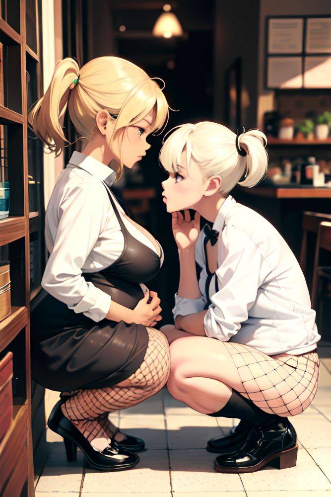 Anime Pregnant Small Tits 80s Age Serious Face Blonde Pixie Hair Style Dark Skin Black And White Cafe Side View Squatting Fishnet 3666688744391443805 - AI Hentai - #main