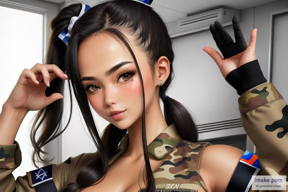 Dark color camo Skin, ponytails hair,cocky pose, confidence... - #main