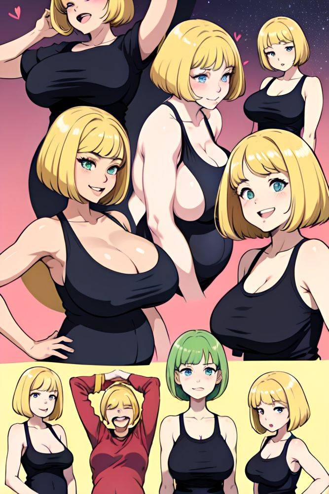 Anime Pregnant Huge Boobs 80s Age Laughing Face Blonde Bobcut Hair Style Light Skin Illustration Club Side View Yoga Goth 3666870420248215146 - AI Hentai - #main