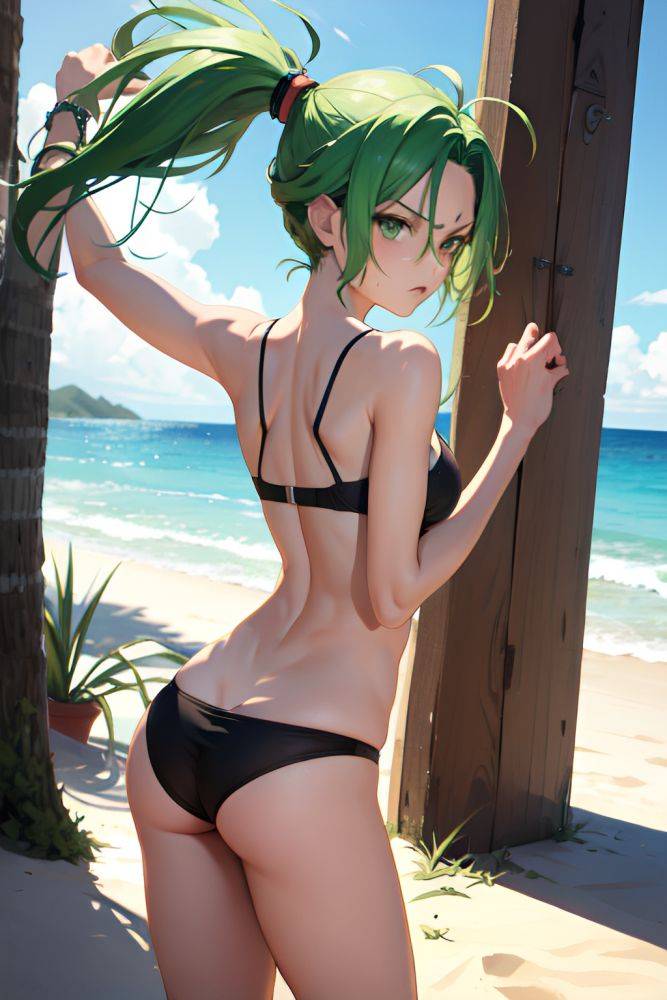 Anime Skinny Small Tits 20s Age Angry Face Green Hair Messy Hair Style Light Skin Painting Beach Back View T Pose Bra 3670677910464006506 - AI Hentai - #main