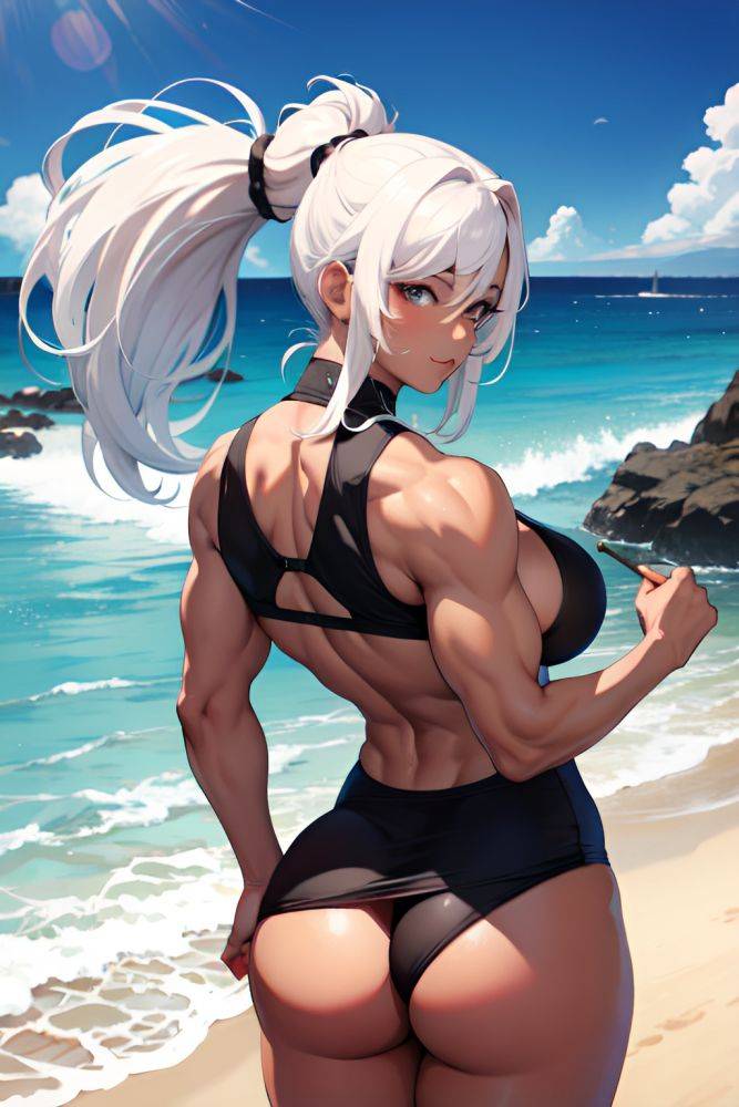 Anime Muscular Huge Boobs 20s Age Happy Face White Hair Ponytail Hair Style Dark Skin Painting Beach Back View Cumshot Schoolgirl 3670743621399183476 - AI Hentai - #main
