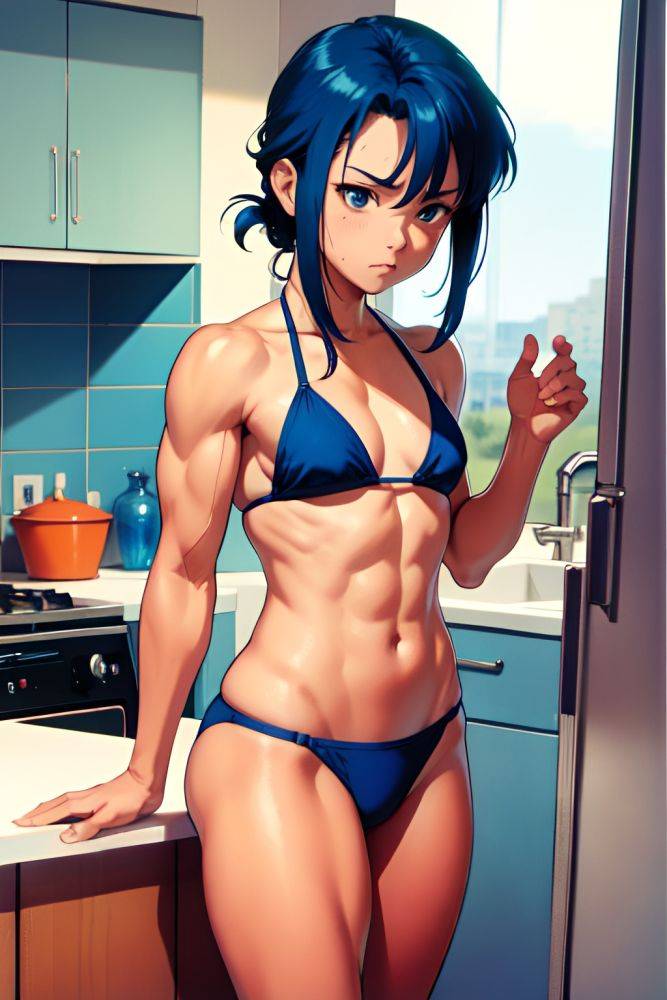 Anime Muscular Small Tits 70s Age Sad Face Blue Hair Slicked Hair Style Light Skin Film Photo Kitchen Side View Jumping Bikini 3672285946222349882 - AI Hentai - #main